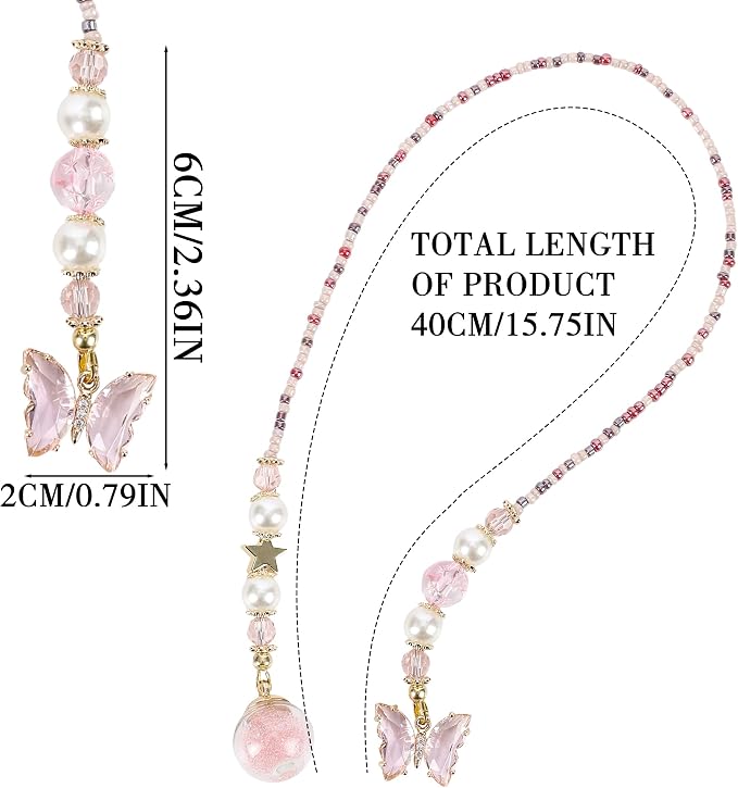 Fantasy Butterflies Bookmark Gifts - Pink Cute Aesthetic Beaded Bookmarks for Women Girls Book Lovers Crystal Bead Chain Page Marks School Office Reading Accessories Bookish Gift for Birthday