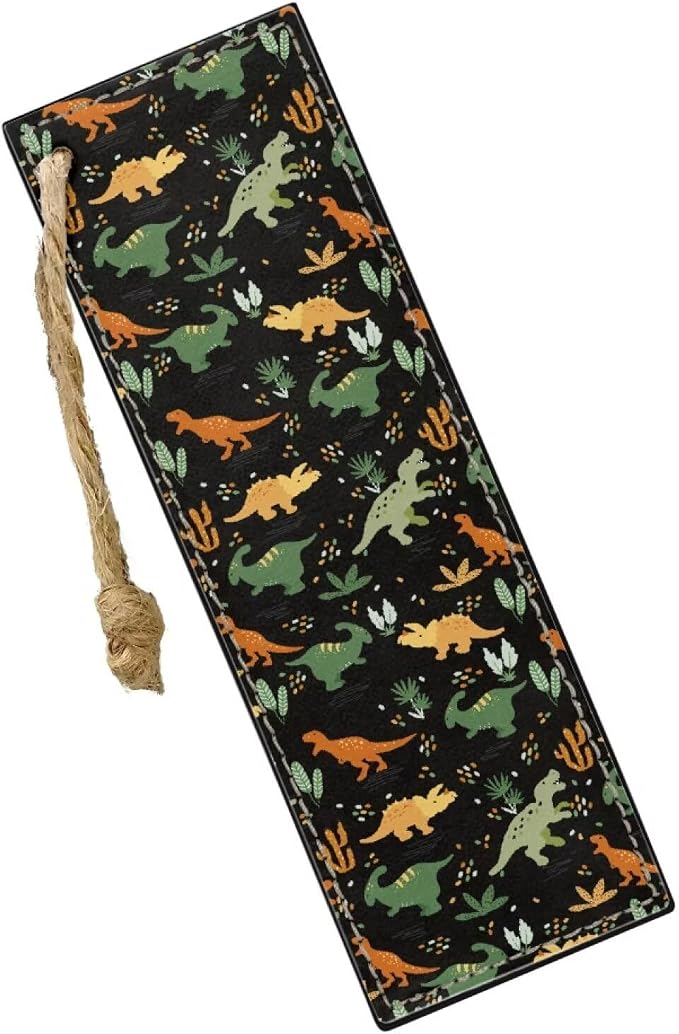 2 Pack Leather Bookmark Colorful Dinosaurs Bookmark for Teachers, Students, Book Lovers Page Markers for Students Teachers