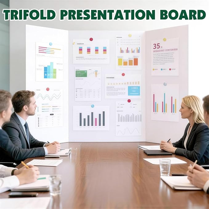 30 Pack Trifold Poster Board, 36in x 48in Corrugated Project Board, White Presentation Board, Trifold Display Board for School Project, Business Presentation, Science Fairs, Event Display