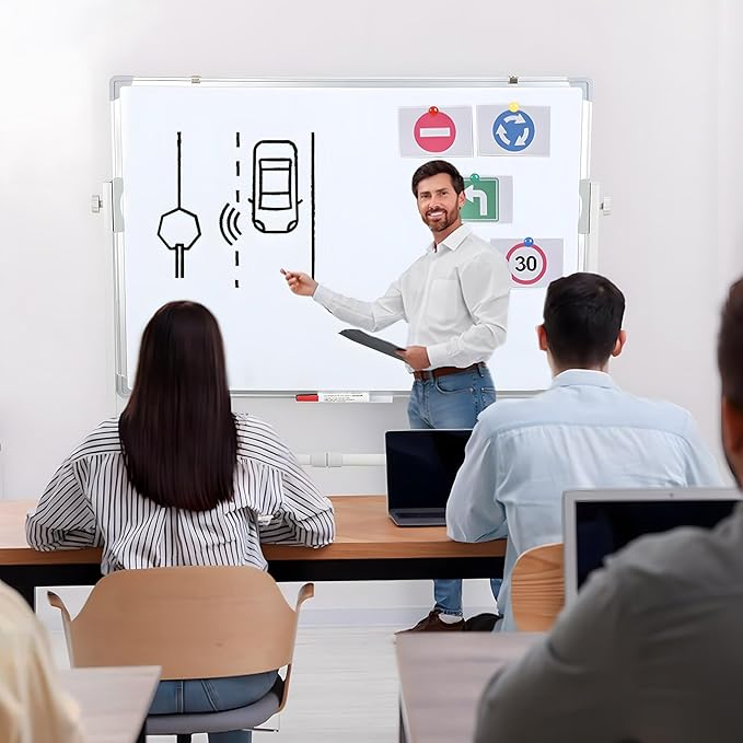 hatleues Magnetic Whiteboard with Stand- 36" x 24" Double-Sided Rolling White Board Mobile Dry Erase Board on Casters for Office, Classroom, Home & Presentations - Includes Marker & Eraser 60x90cm