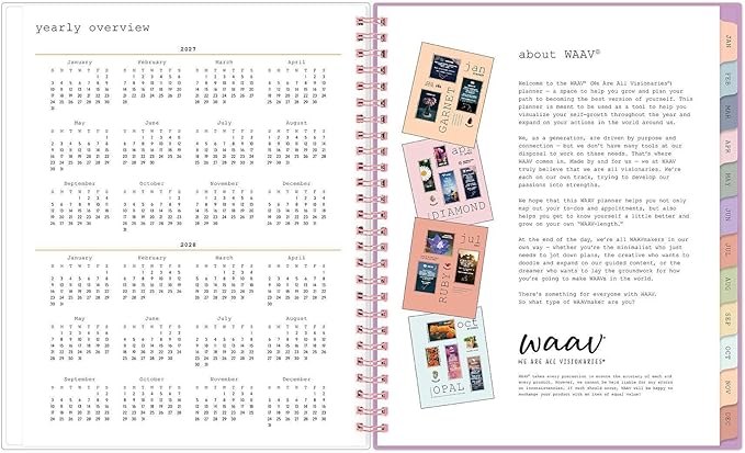 Blue Sky WAAV 2027 Weekly and Monthly Planner Calendar, January 2027 - December 2027, 7" x 9", Flexible Cover, Durable Twin Wire Binding, Laminated Tabs, Storage Pocket, Bailey