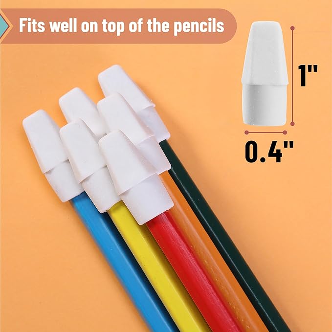 Mr. Pen- White Pencil Top Erasers, 120 pcs, Eraser Caps for Pencils, White Pencil Head Erasers for Pencils Tops