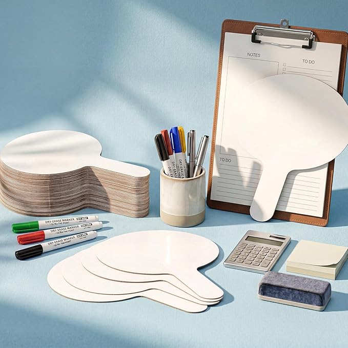 Seajan 200 Pcs Dry Erase Answer Paddles for Classroom, Double-Sided Handheld Mini Whiteboards Bulk Set for Teachers, Students & School Learning (Oval,26 x 20 cm)