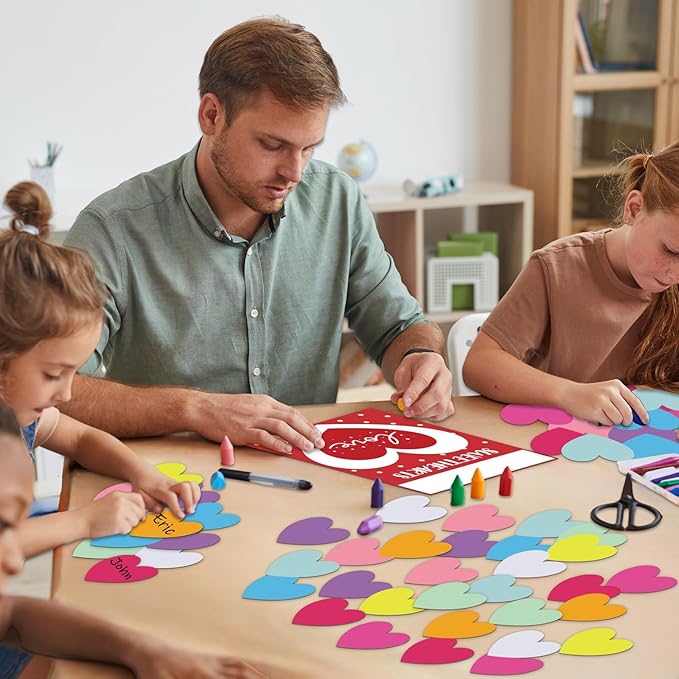 Valentine's Day Bulletin Board Set Valentine's Love Heart Classroom Decoration A Class Full Of Sweethearts Themed Cut-Outs Red Pink Colorful Hearts Bulletin Border for School Craft Projects Wall Decor