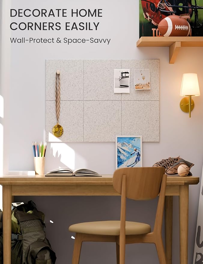 Fluxynara Felt Bulletin Board Tiles -28"x18" Cork Board Alternative for Office Decor, Push Pin Board Wall Organizer 6-Pack - Silvery Gray