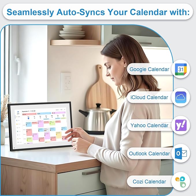 10.1 Inch Digital Calendar+Digital Picture Frame, 2026 Desk Calendar Smart WiFi Planner & Chore Chart, IPS HD Interactive Touchscreen Display Gifts for Women Men, Gifts for Mom Dad