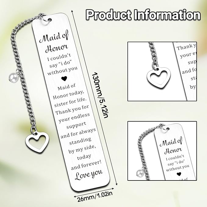 Maid of Honor Gifts Bookmark, Bridesmaid Gift from Bride, Maid of Honor Proposal Gifts, Bridesmaid Proposal Gift, Bridal Shower Bachelorette Party Wedding Present for Maids of Honors Bridesmaids