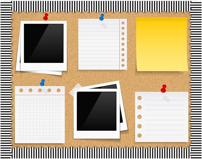 65 Feet Scalloped Bulletin Board Border for Classroom Self Stick Striped Borders Wavy Line Border for Bulletin Cork Board Desk Classroom Party Supplies Decor(Black and White Stripes)