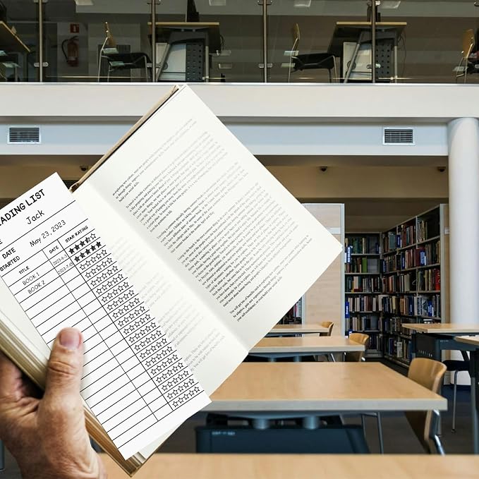LOTMER 100 PCS Reading List Bookmark, 3 x 8 Inch Personal Libraries Cards, Reading Log Bookmark for Gifts and Literary Supplies for Reading Enthusiasts (White)