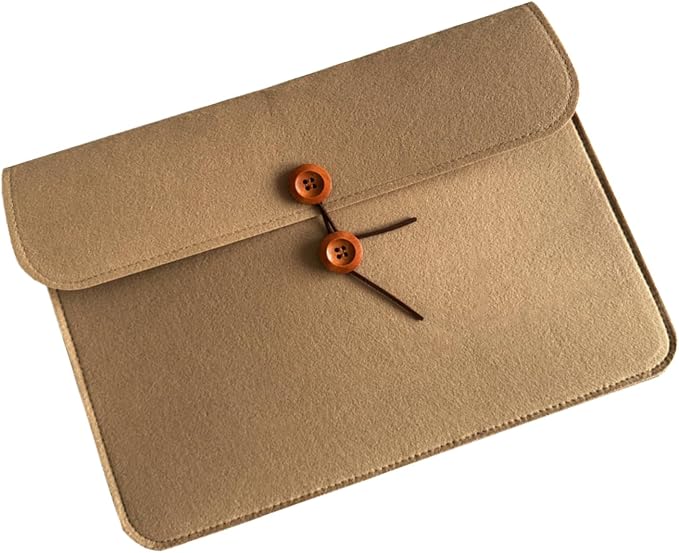 A4 Document Holder Felt File Folder Paper Portfolio Case Letter Envelope Folders with String Tie Closure (2, Brown&Khaki)