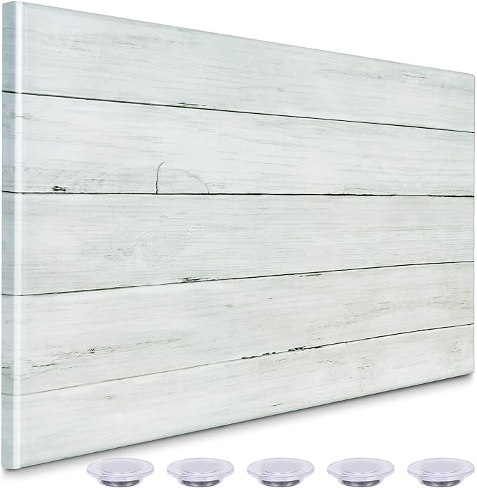 Wooden Planks Print Magnetic Surface Dry Erase Board, 30 x 20 inches Decorative White Board for Wall with Design, Frameless Dry Erase Board for Wall（Plank,5075,1pc）