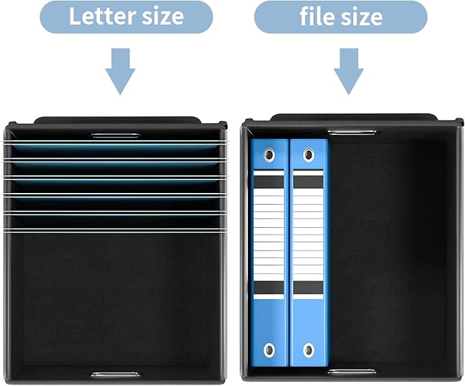 File Organizer Box with Lid, Collapsible File Folder Organizer for Office Document Storage, Filing Box with Plastic Slide for Letter Size Hanging File Folders(1 Pack, Powderblue)