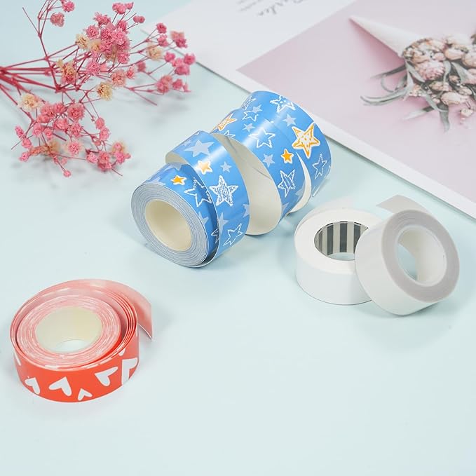 HUIOP Label Tape,Label Tape 1 Roll Thermal Label Skicker Compatible with King Jim TEPRA LR5C Labeler Cute Thermal Paper Print Tape 15mm*4m - Transparent