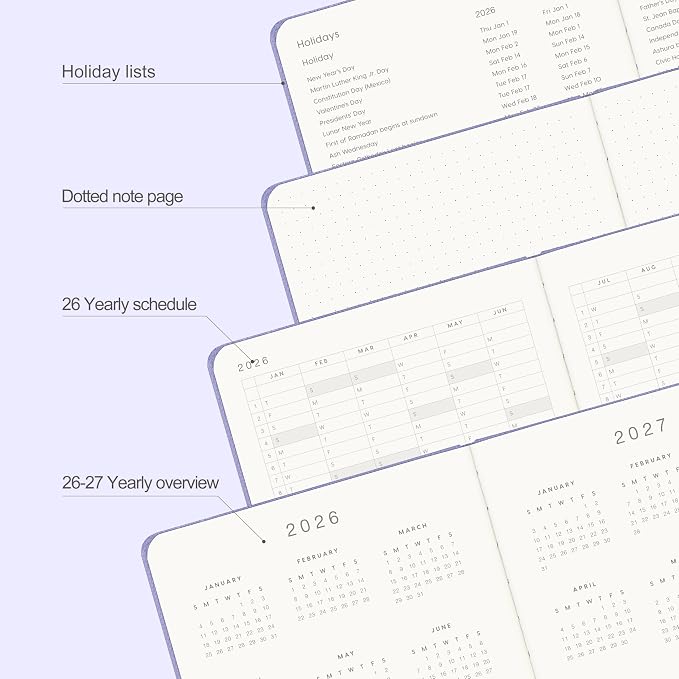 And Per Se 2026 Planner, 15 Months Hardcover Daily, Weekly & Monthly Planner, A5 size, 100GSM Thick Paper, Back Pocket, 5.7" x 8"(Lavender)