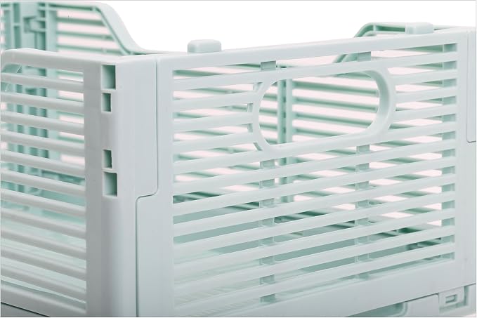CTG Truu Design Folding Plastic Crates, 30.5 x 20.3 x 11.4cm, Seafoam, 1Pack, Stackable Collapsible Storage Baskets Organizer for Home Office and Outdoor