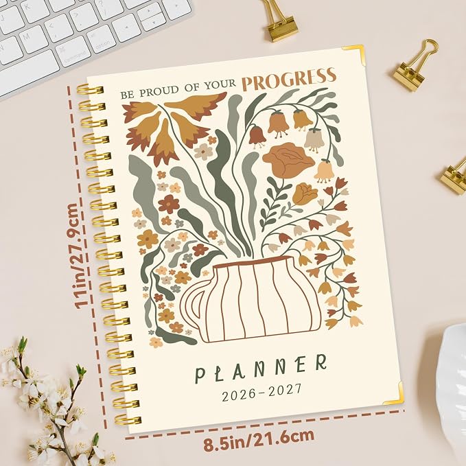 Large 2026-2027 Academic Planner – Weekly & Monthly Planner Organizer from July 2026 - June 2027, 8.5"x11" Aesthetic Daily Agenda Planning Book with Pocket Stickers for Women Students Office, A4 Size