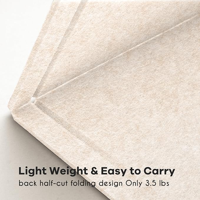 Lightomorrow Large Bulletin Board - 60 x 36 Inches, Decorative Felt Pin Board for Wall - 5' x 3' Foldable Photo Display Board with Self-Adhesive Tape, Includes 20 Push Pins -Oatmeal