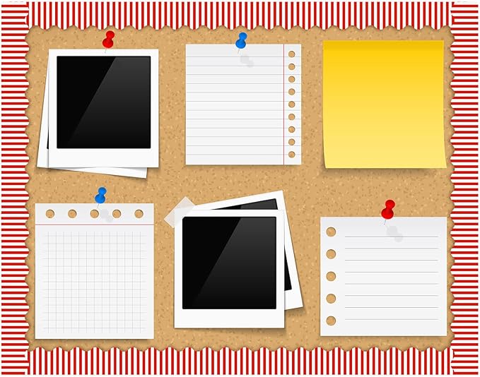 65 Feet Scalloped Bulletin Board Border for Classroom Self Stick Striped Popcorn Borders Wavy Line Border for Bulletin Cork Board Desk Classroom Party Supplies Decor(Red and White Stripes)
