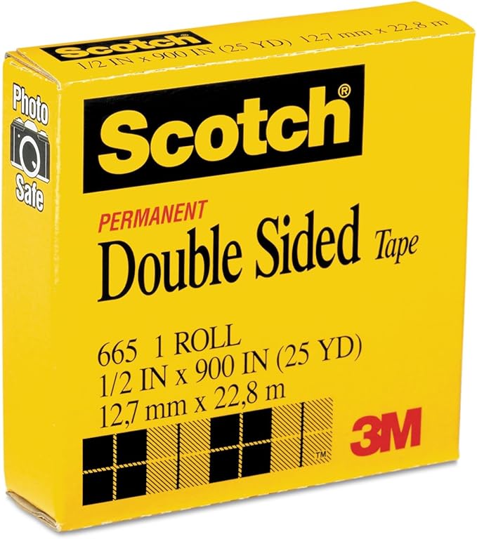 Scotch 3M 66512900 Double-Sided Tape, 1/2-Inch x 900-Inch, 1-Inch Core, Clear, 1/Roll