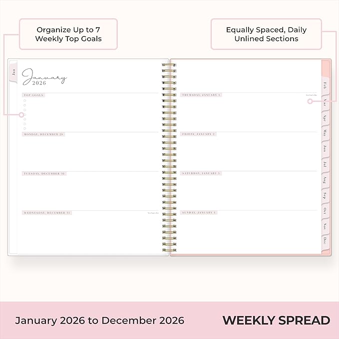 Blue Sky Rachel Parcell 2026 Weekly and Monthly Planner Calendar, January 2026 - December 2026, 8.5" x 11", Clear Pocket Cover, Durable Twin Wire Binding, Laminated Tabs, Pocket, Stickers, Cherie