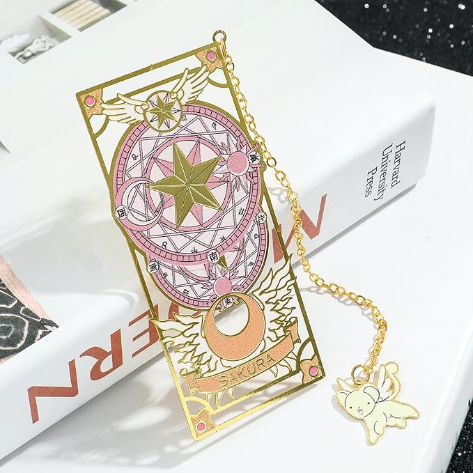 Anime Magic Cards Captor Sakura Bookmarks Set - Sweet Cartoon Cute Book Marks for Reading Women Men Anime Fans, Book Accessories Collection Decor Hangings Gifts (Brass Style 1)