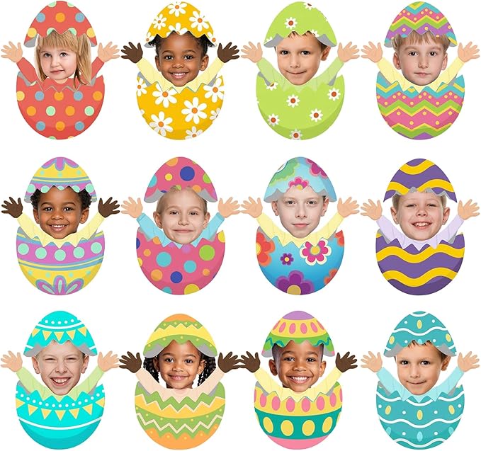 Gersoniel 72 Pcs Easter Egg Face Cutouts for Kids Easter Bulletin Board Decoration Spring DIY Paper Paper Cuts Egg Cartoon Cutouts Decoration for Holiday Party Supplies Kids Photo Crafts Home Decor
