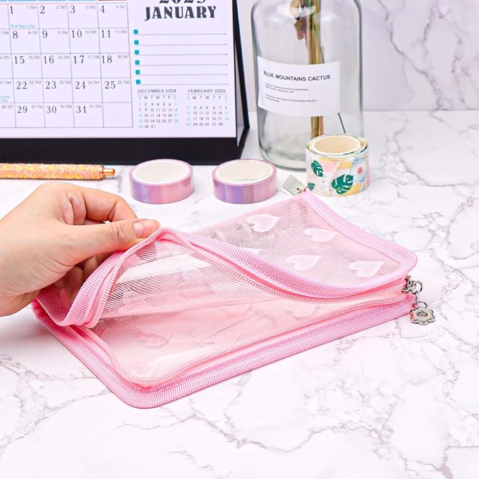NatSumeBasics Pink A6 Binder Zipper Cash Envelope Wallet 6 Ring Lace Zip Budget Binders Cover for Journaling Planner (Zipper Pink A6 Binder)