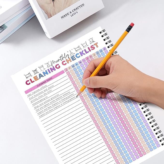 ADHD Cleaning Planner for Adults – Undated Daily, Weekly & Monthly Cleaning Schedule & Checklist – Household Chores Organizer Notebook for Home（2 pack）