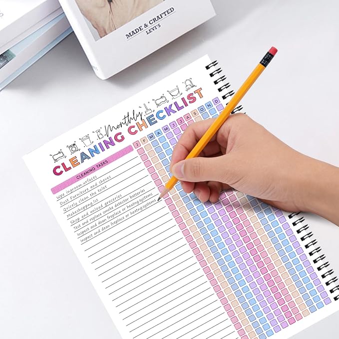 ADHD Cleaning Planner for Adults – Undated Daily, Weekly & Monthly Cleaning Schedule & Checklist – Household Chores Organizer Notebook for Home Management, Routine Tracking & Family Cleaning Tasks