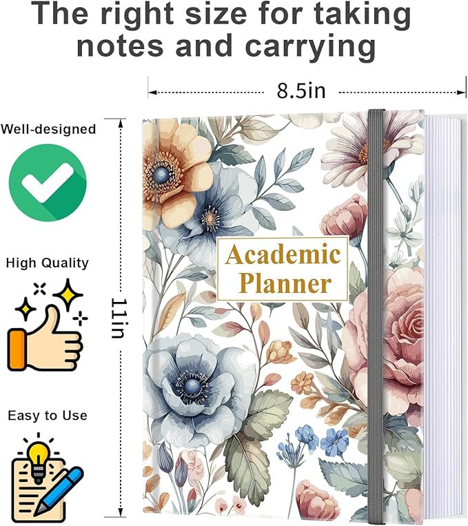 Academic Planner for 2026-2027 or Anytime – 8.5" x 11" Undated Weekly Student Planner For Homeschool, High School, College & Nursing Students, 200 Pages, Green Leaf
