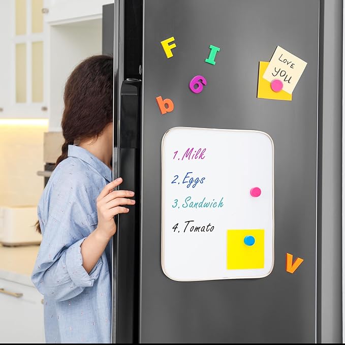 VUSIGN Small Dry Erase White Board, 8.5 x 11 Inches Mini Whiteboard, Magnetic Board for Wall, Fridge, Locker, Gold