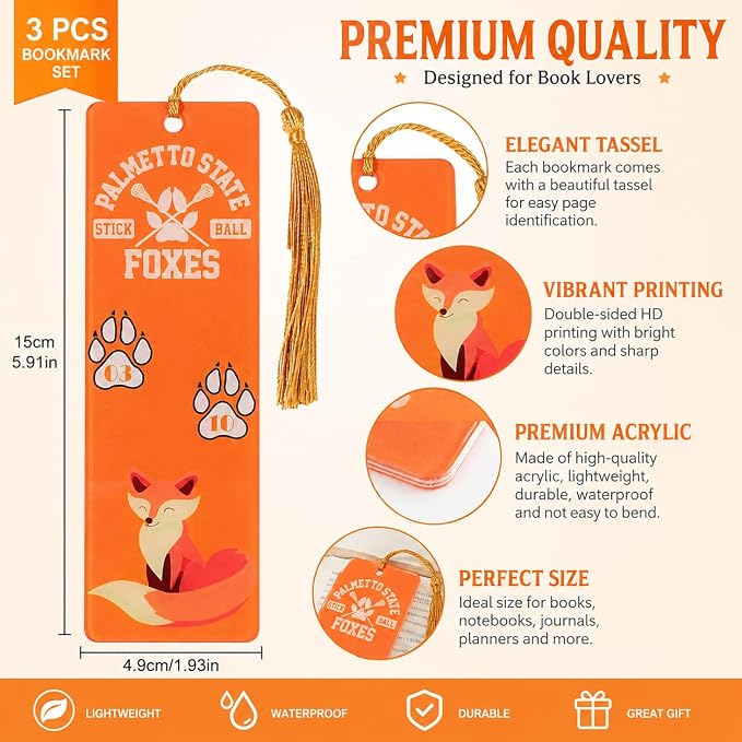 The Foxhole Court Inspired Acrylic Bookmark Set, 3PCS Double-Sided Printed Bookmarks with Tassels, Durable Book Markers for Reading, Anime Fan Gift, Book Lover Accessories (3PCS-Foxhole)