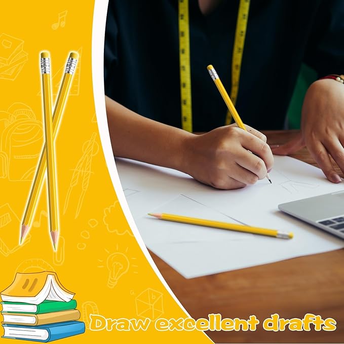 36 PCS Yellow Pencils with Eraser, Pre-Sharpened HB Spring & Easter Pencils for Kids, School Supplies for Writing, Drawing & Easter Art Crafts (Yellow)