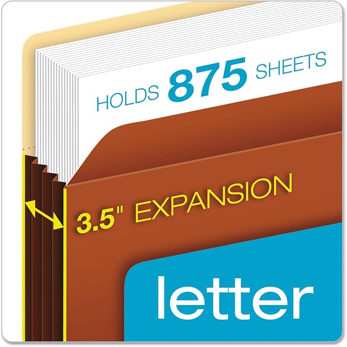 Pendaflex Globe-Weis/Pendaflex File Pockets, 3.5-Inch Expansion, Tyvek Gussets, Legal Size, Brown, 10 Pockets per Pack (64264)