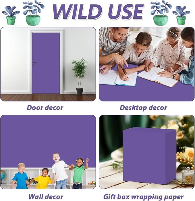 Ultra Purple Bulletin Board Paper Roll Purple Bulletin Board Background Paper Back to School Classroom Decoration Poster for Art Craft DIY Projects Home Office Classroom Party Supplies 17.7in x 20ft