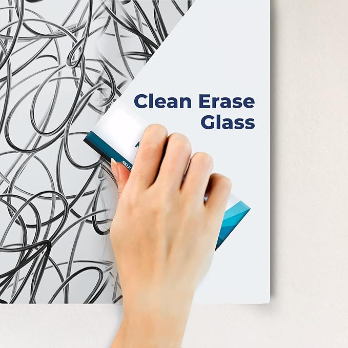 Magnetic Eraser Black Board 16" X 16" Inches Eased Corners - White Low Iron Glass