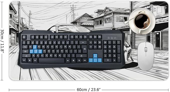 Large Mouse Pad JDM Car Sup Drifting Desk Mat Computer Accessories Gaming Office Organizers Supplies Decor Essentials Keyboard Pads for Desk Rubber 30x60cm