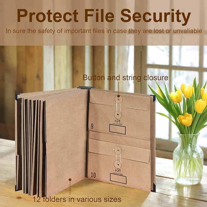 Expandable Important Document Organizer for Family Records, Large Capacity Accordion File Folder with Tabs and Pockets for Passport, Birth Certificate and Legal Documents