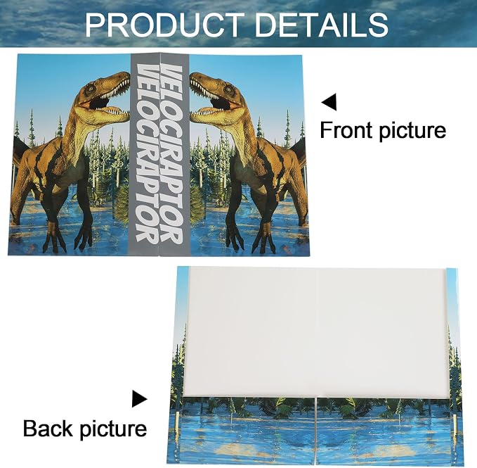 16PCS Dinosaur File Folders for Kids Pocket Folders for School Documents Folder Binder with 2 Pockets File Folders Decorative Office Products Letter Size