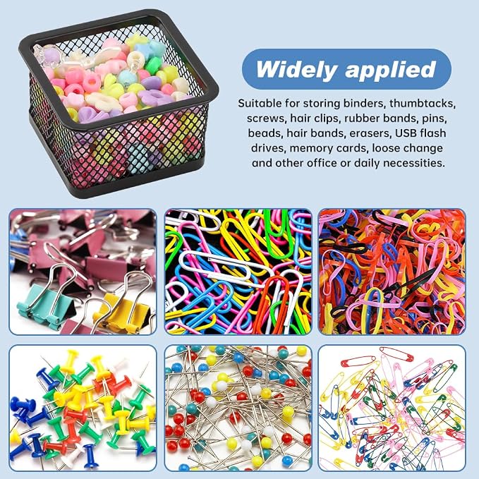 4pcs Paper Clip Holder,Paperclip Holders for Desk, Paper Clip Dispenser, Wire Mesh Paperclip Dish Holders,Papers Clips Organizer Office(black)