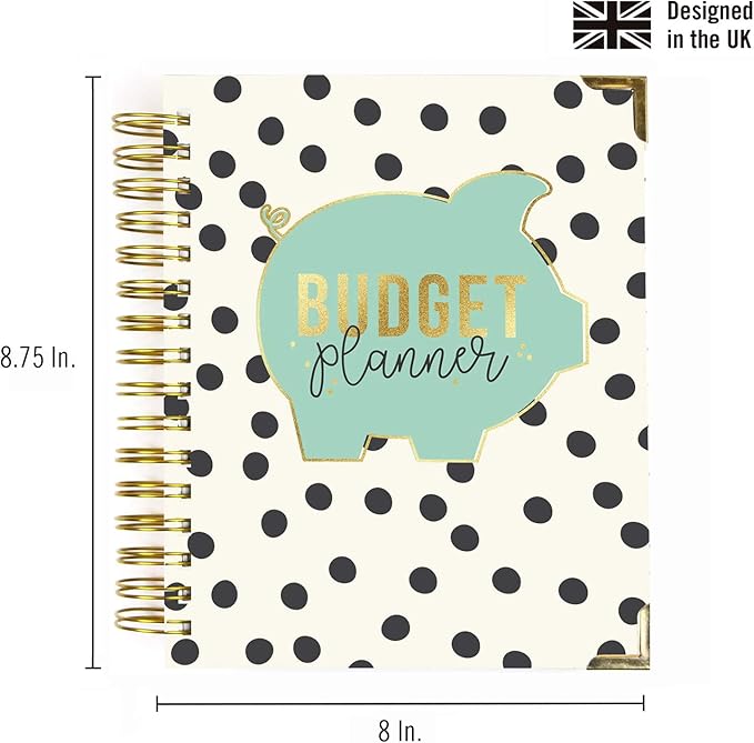 Pukka Pad, Carpe Diem Budget Planner Spiral Bound Notebook with 12 Month Calendar, Dividers, Inserts, and Sticker Sheets – Features Savings Goals & Tracker, Financial Overview, and Bank Information