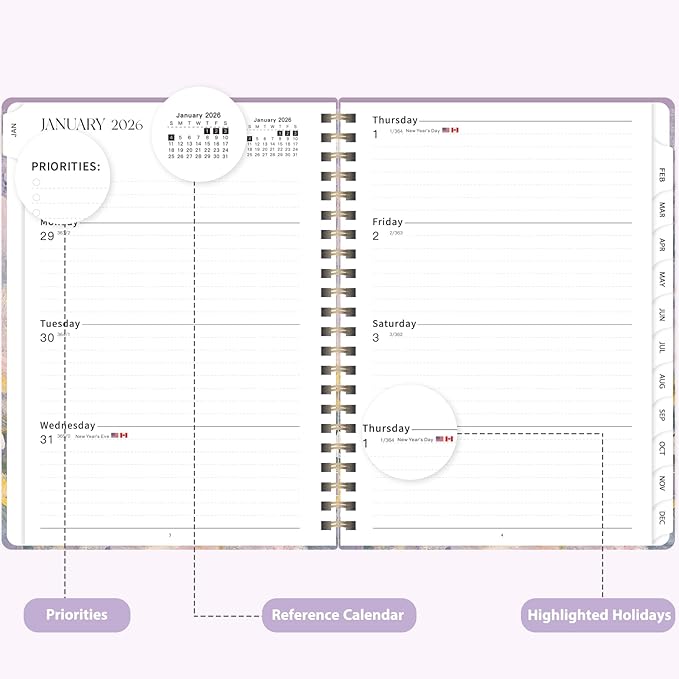 2026 Planner, Weekly and Monthly Calendar Academic Planner, Jan 2026 - Dec 2026, Planning Agenda Book for Desk Accessories and School Supplies - Letter Size(8.5'' x 11'')