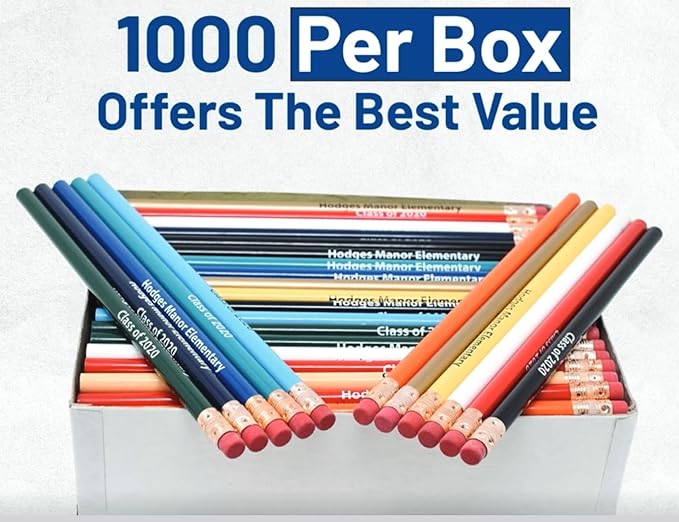 Pencil Guy Promotional Personalized Imprinted Purple Round Pencils 144 to a box. 19 color(s) to choose from!