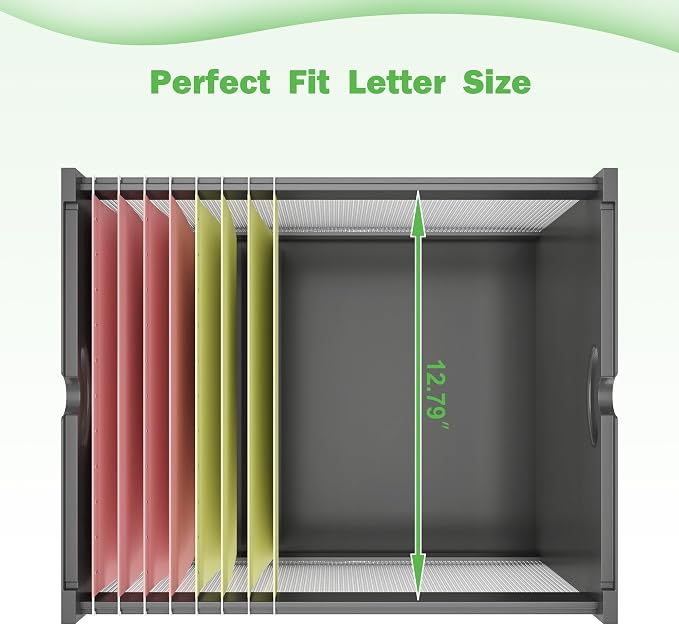 Hanging File Box Organizer for Letter Size, Bamboo Acrylic File Folder Storage with Lid Clear Moving Boxes Wooden with Handle Desktop Filing Holder for Office Banker Document