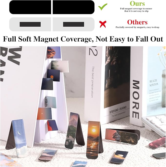 48 Pcs Magnetic Bookmarks, 24 Styles Cute Landscape Magnet Book Mark for Reading Funny Easter Gifts for Women Men Students