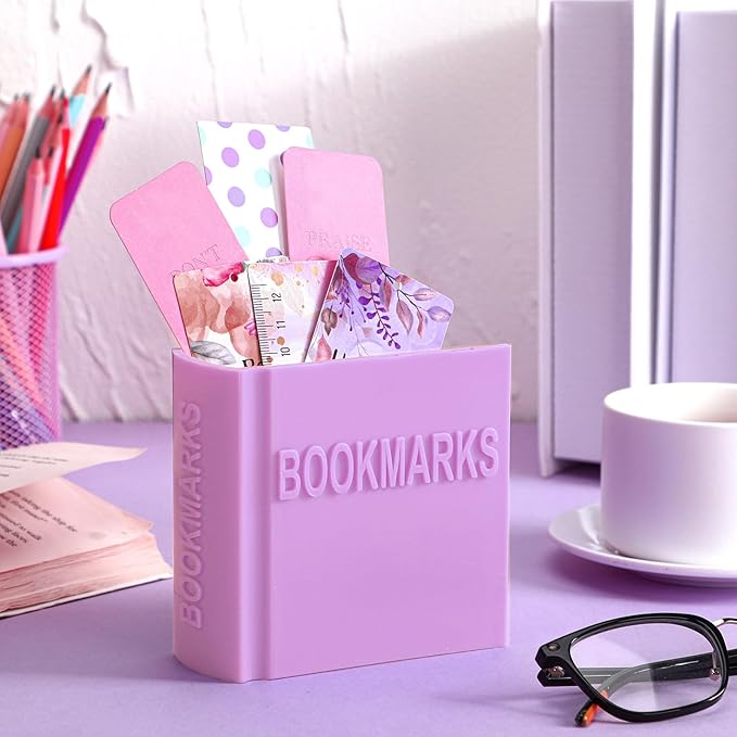 Honeydak 3D Printed Book Shaped Bookmark Holder Book Lover Gift Bookish Accessory Office Desk Supplies Funny Bookmark Accessories End of Year Gift for Teacher(Purple)