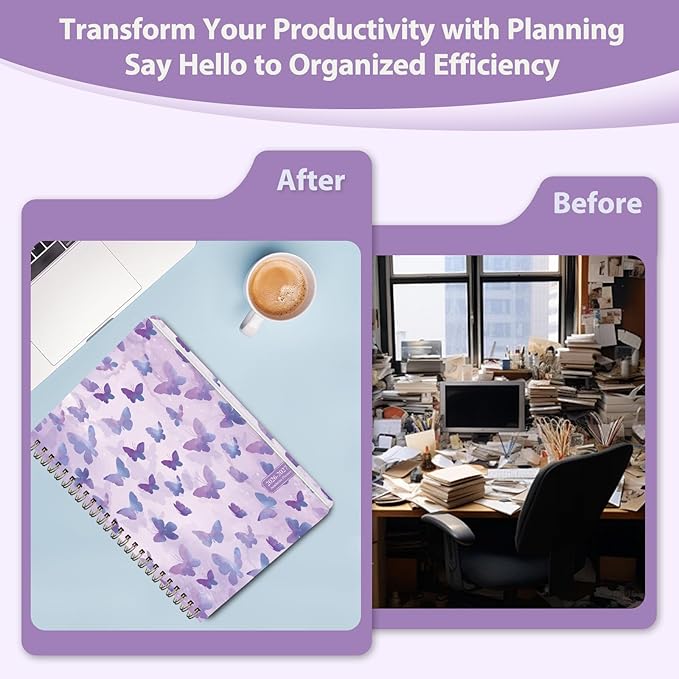 Academic Planner 2026-2027, Weekly and Monthly Agenda Planner, Daily Calendar Planning Notebook (July 2026 - June 2031), School Teacher Student Supplies, Purple Butterflies