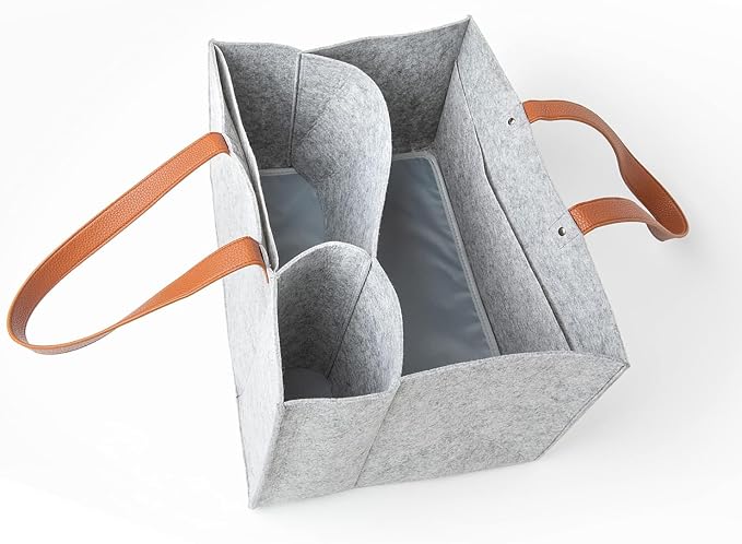 Tote Bag Organizer Insert, Bag Organizer for Totes, Portable File Organizer, Handbag Organizer, Fit for School, Office, Arts and Crafts, Storage Totes with 5 Individual Interior Partitions (Gray)
