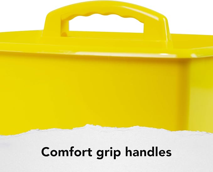 Storex 2-Compartment Large Caddy – Multipurpose Classroom Organizer with Handle, Yellow, 6-Pack (00957U06C)