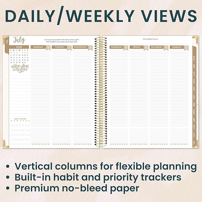 bloom daily planners 2026-2027 Hardcover Academic Year Goal & Vision Planner (July 2026 - July 2027) - 13 Months Weekly & Monthly Agenda Organizer - 7.5" x 9" - Spread Kindness Like Wildflowers